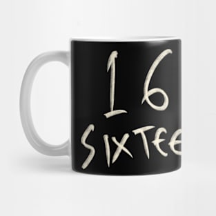 Hand Drawn Letter Number 16 Sixteen Mug